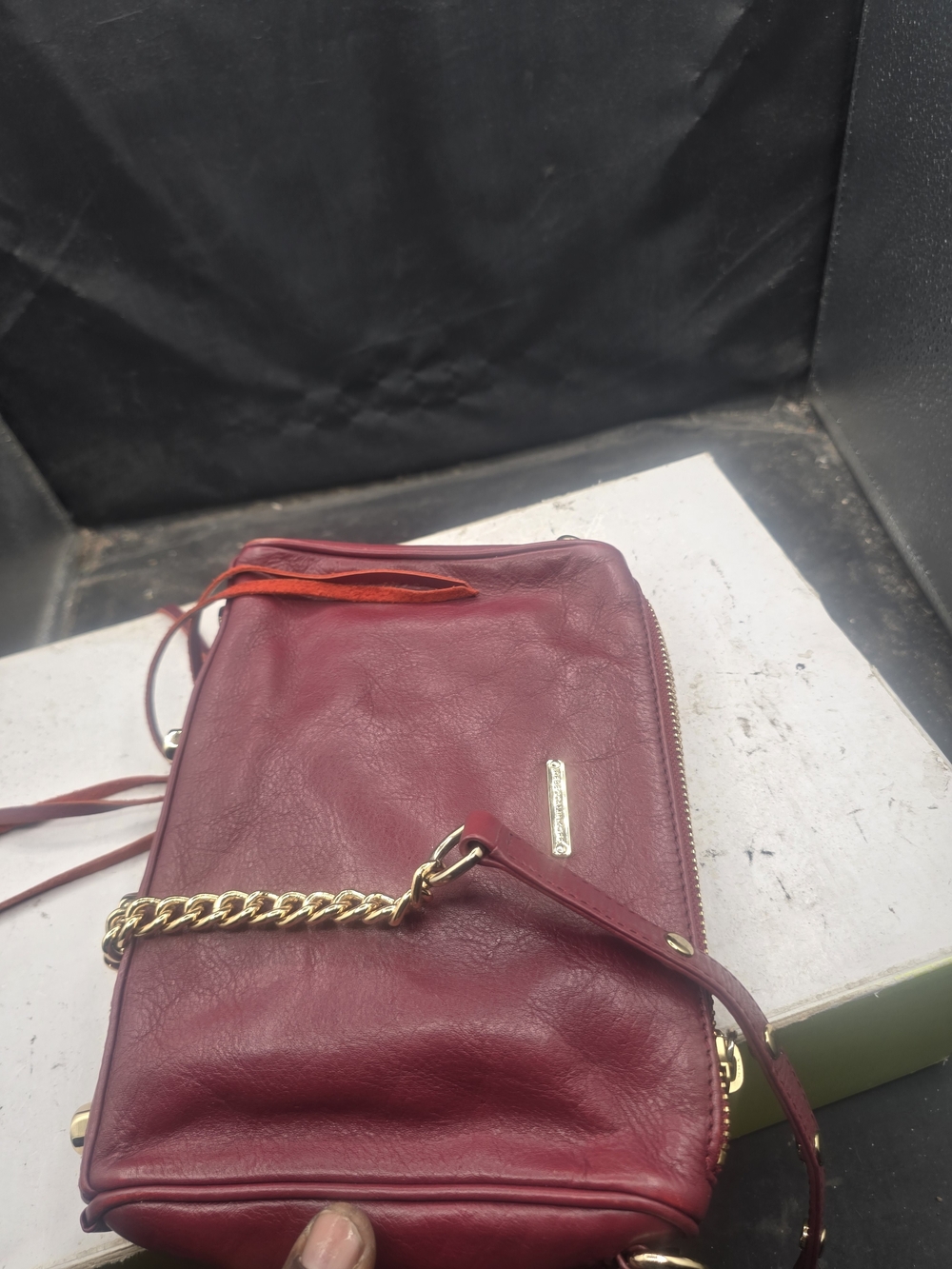 Rebecca Minkoff Red Leather Crossbody with Gold Chain